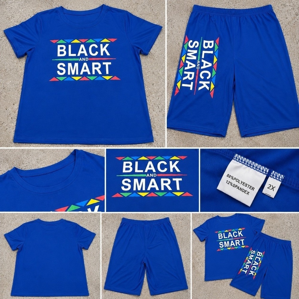 Short Set Womens 2X Pink New Black and Smart Graphic Tee Biker Shorts 2-Piece